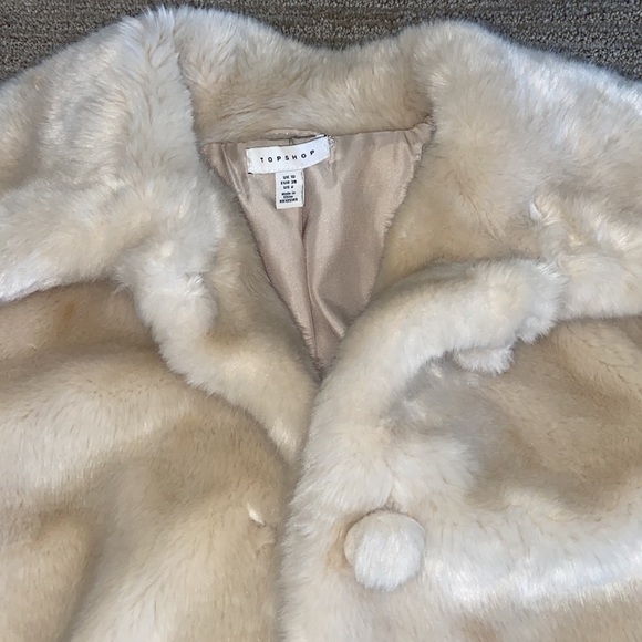 Topshop Faux Fur Cream Coat - Picture 7 of 10